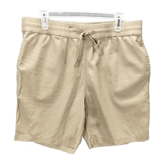 TenTree Shorts Women's L XL Hemp Organic Cotton Drawstring Waist Pockets Tan - Picture 1 of 7